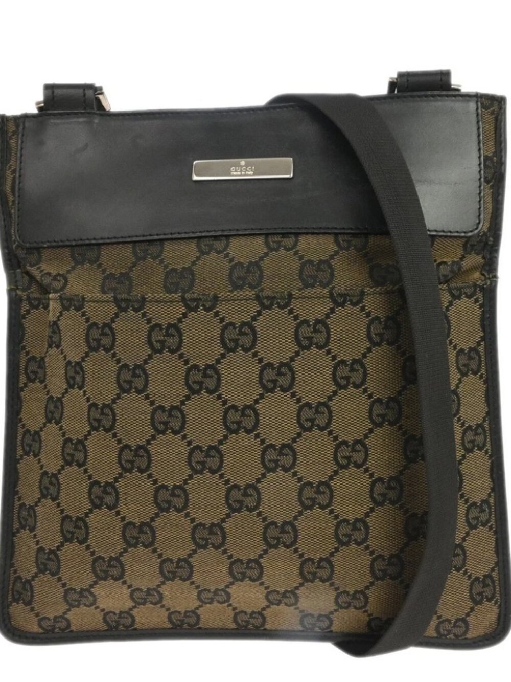 Gucci Brown Black Canvas GG Shoulder Bag